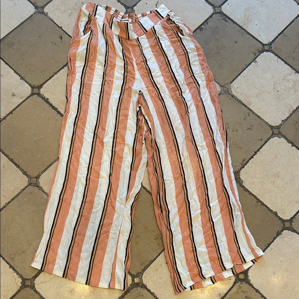 Billabong Peach and White Striped Pants